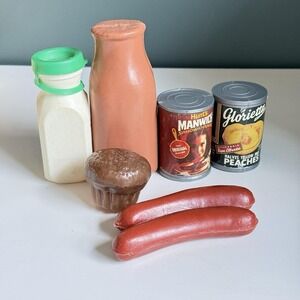 Vtg Fisher Price 1980s Fun With Food Lot‎ Bewitched Manwich Peaches Milk T73